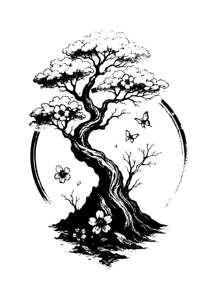 Bonsai Tree with Butterflies