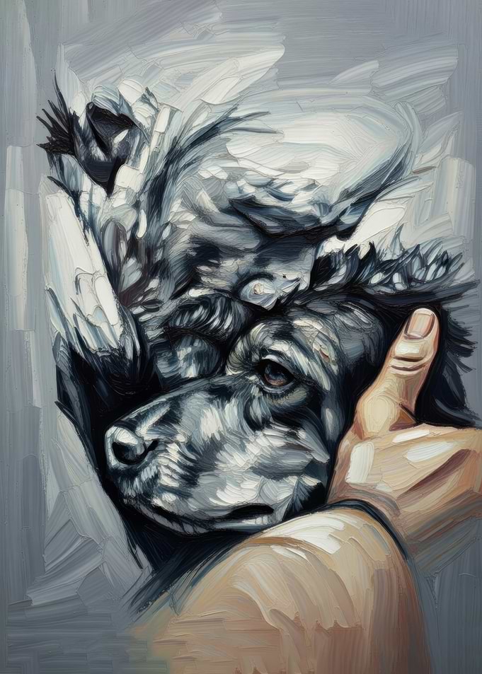 Dog and Hand Painting