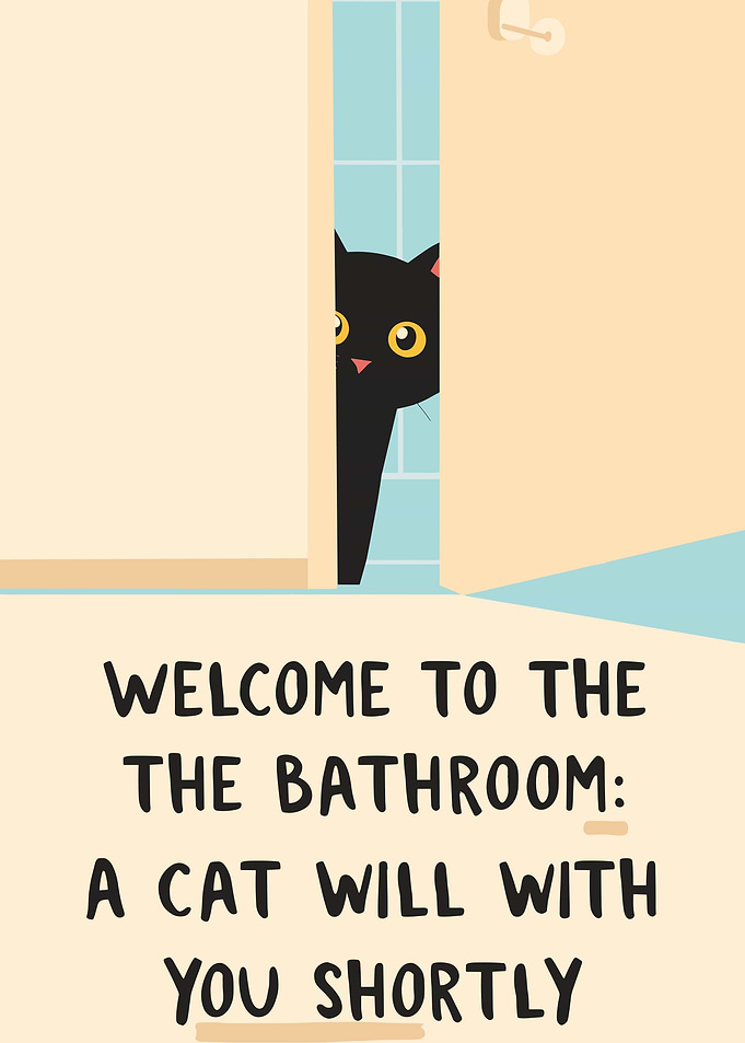 Cat Peeking in Bathroom Door