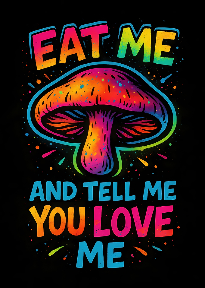 Psychedelic Mushroom Eat Me Text Art