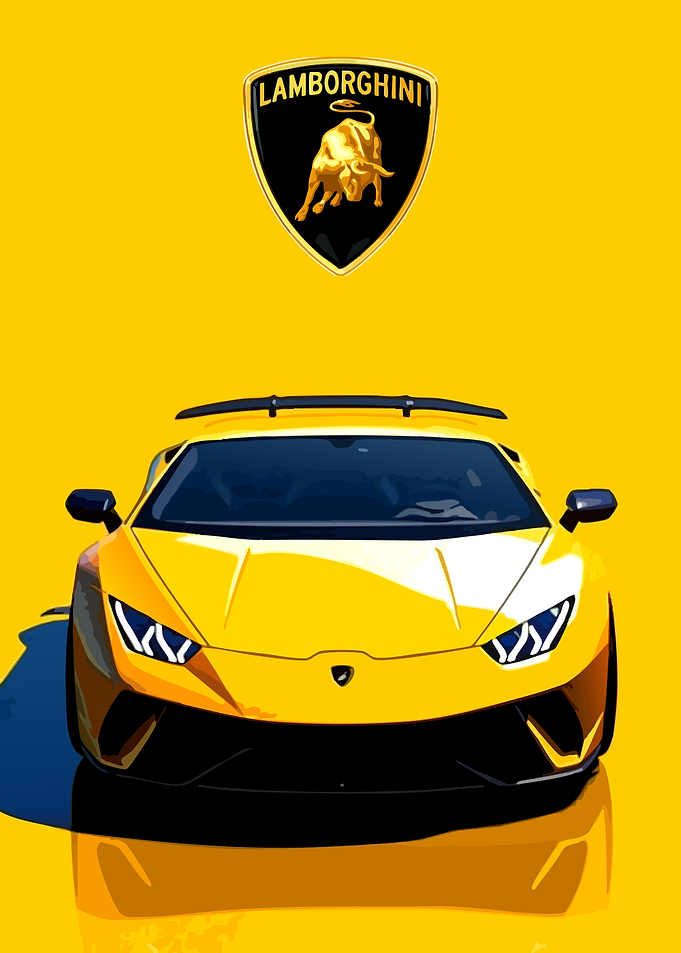 Yellow Lamborghini with Emblem