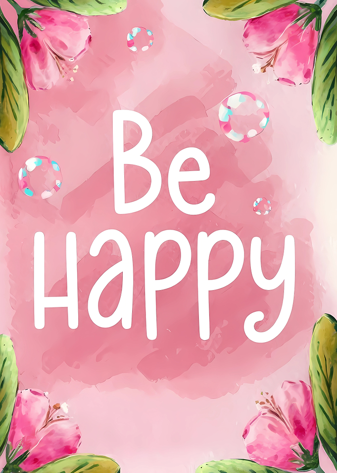 Be Happy floral watercolor