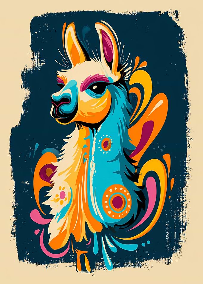 Colorful Llama Pop Art