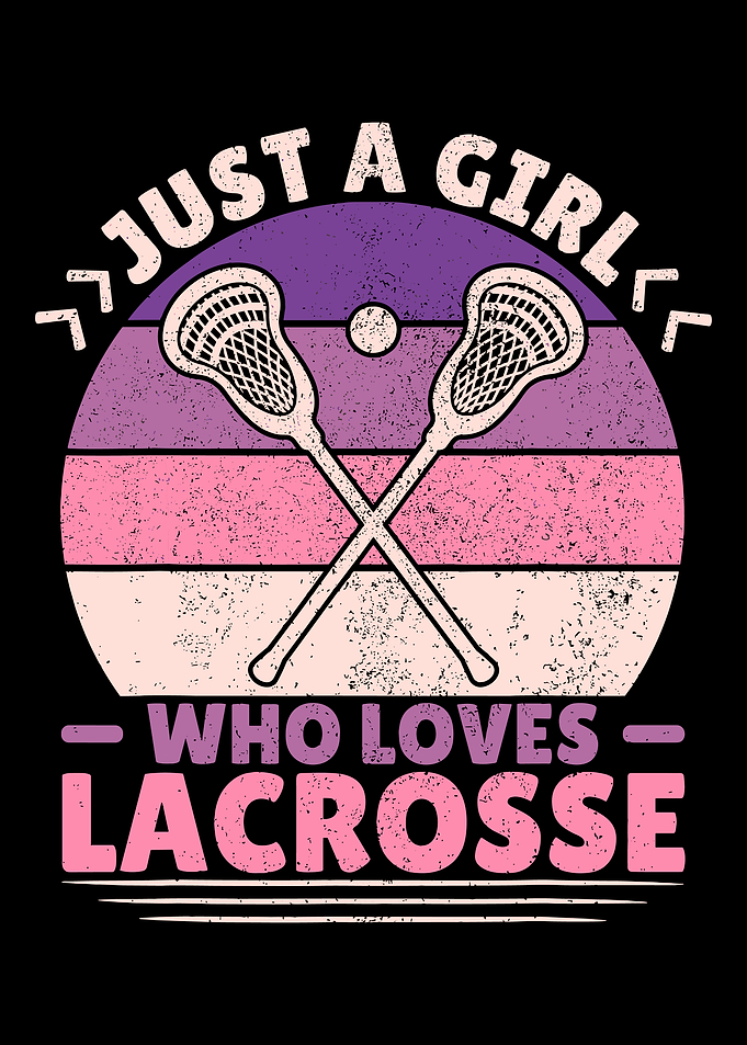 Just a Girl Who Loves Lacrosse Poster, Retro Sunset Lacrosse Art, Girl Sports Wall Print
