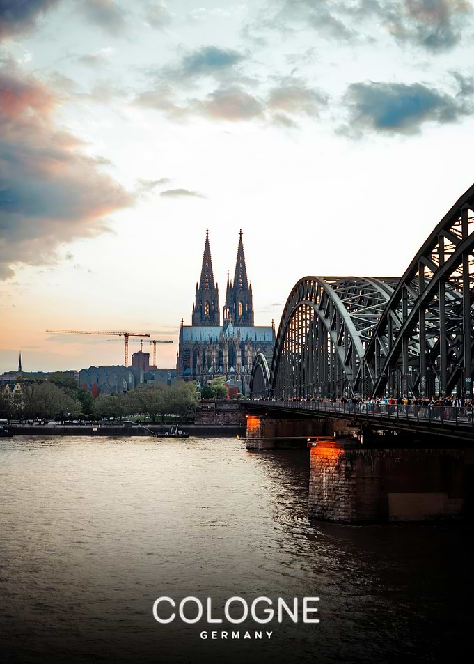 Cologne Cathedral and Bridge at Sunset
