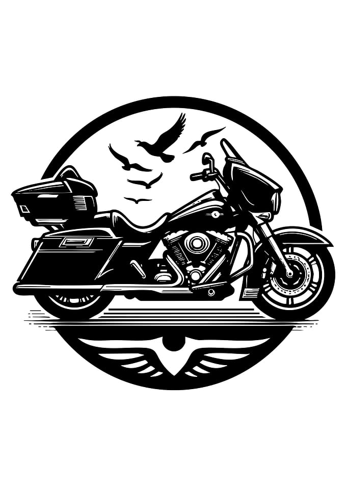 Motorcycle with Birds Emblem