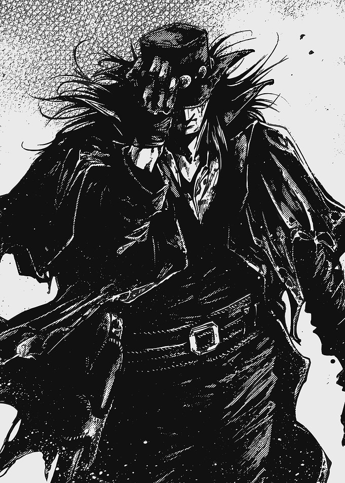 Dark Manga Character with Hat