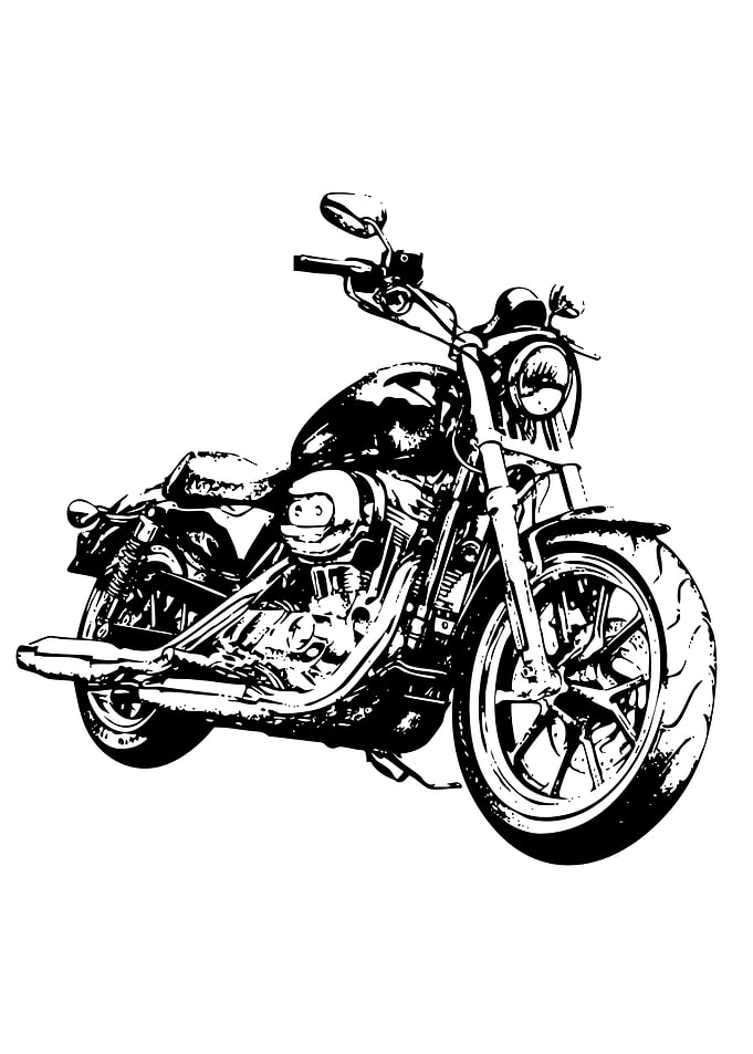 Black and White Motorcycle Illustration