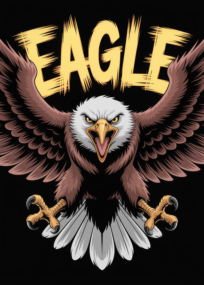 Aggressive Eagle with Text