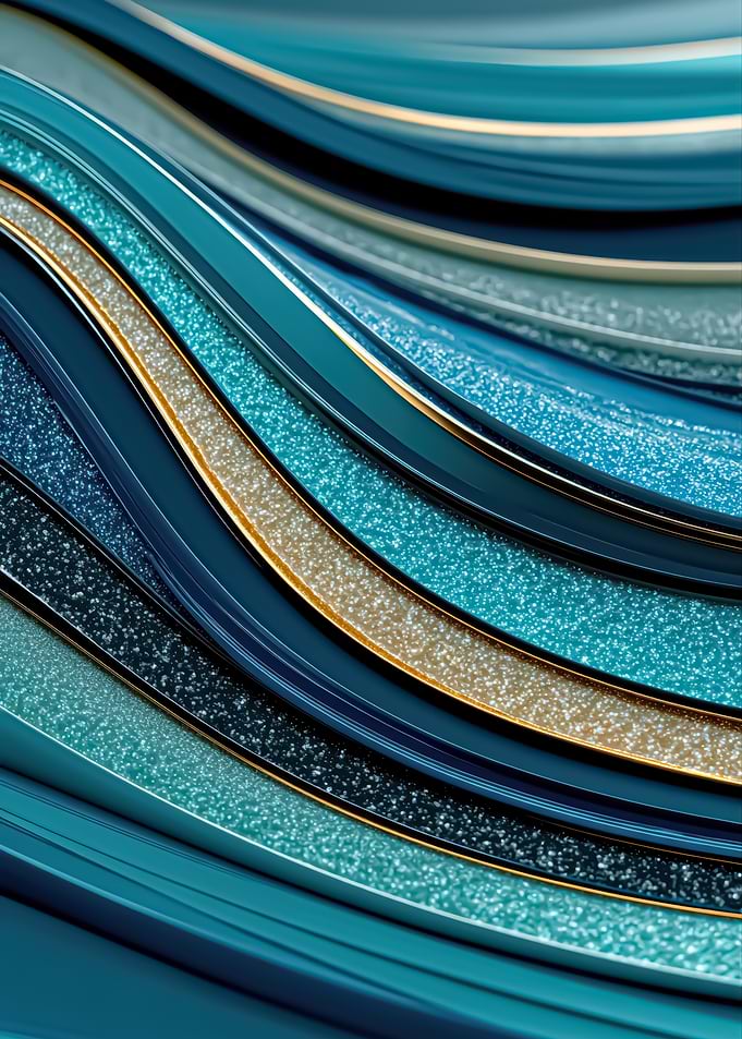 Abstract Wavy Blue and Gold Design