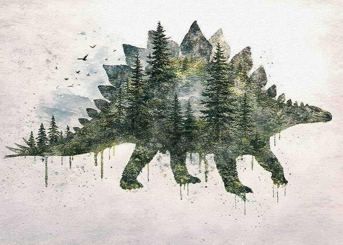 Stegosaurus Forest Silhouette