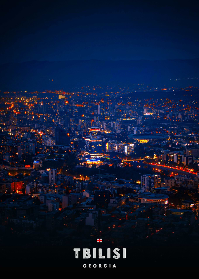 Tbilisi Georgia Cityscape at Night