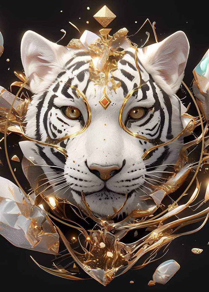 Golden White Tiger Portrait