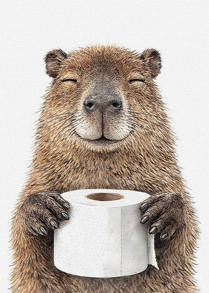 Capybara Holding Toilet Paper