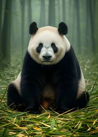 Panda in a Bamboo Forest