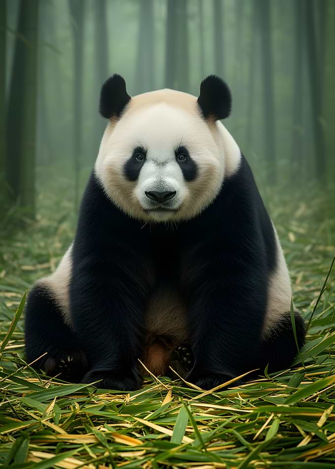 Panda in a Bamboo Forest