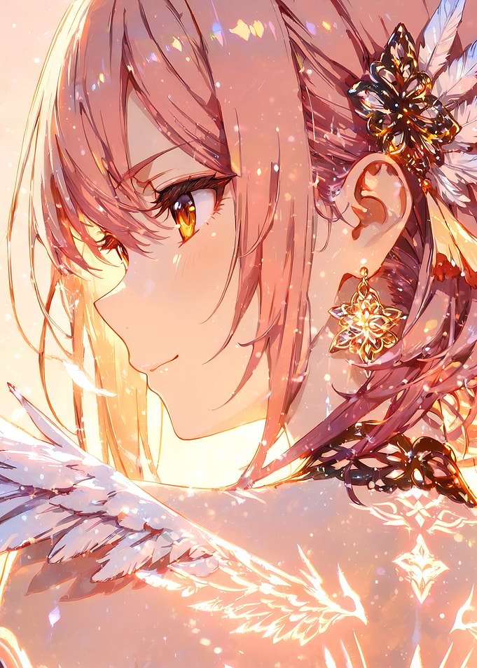 Anime Girl with Pink Hair and Wings