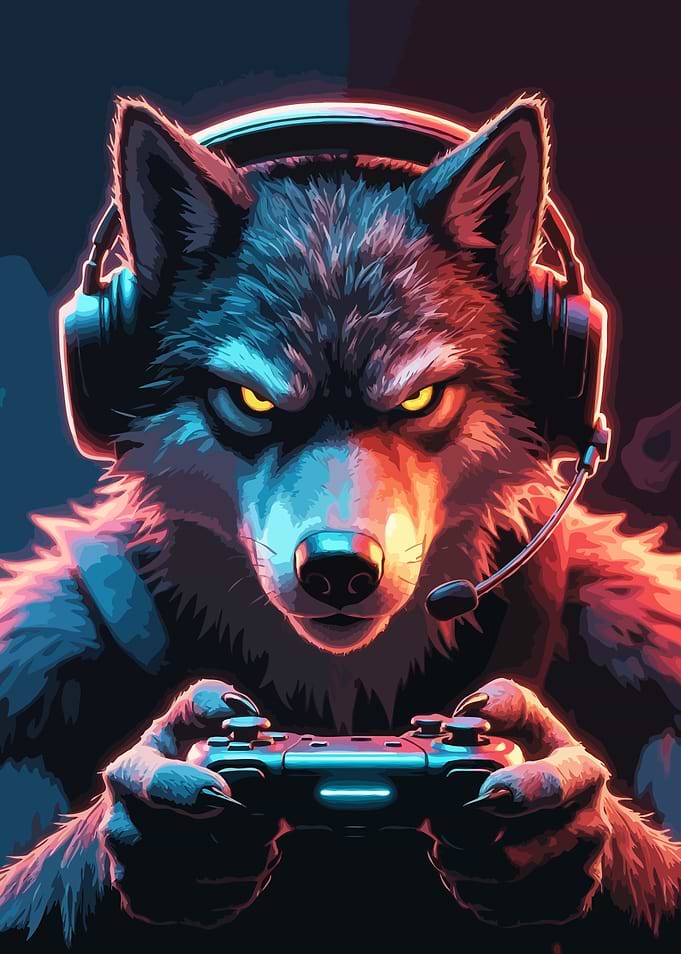 Gamer Wolf Gaming Art