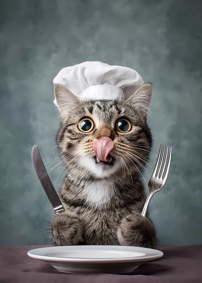 Chef Cat Ready to Eat