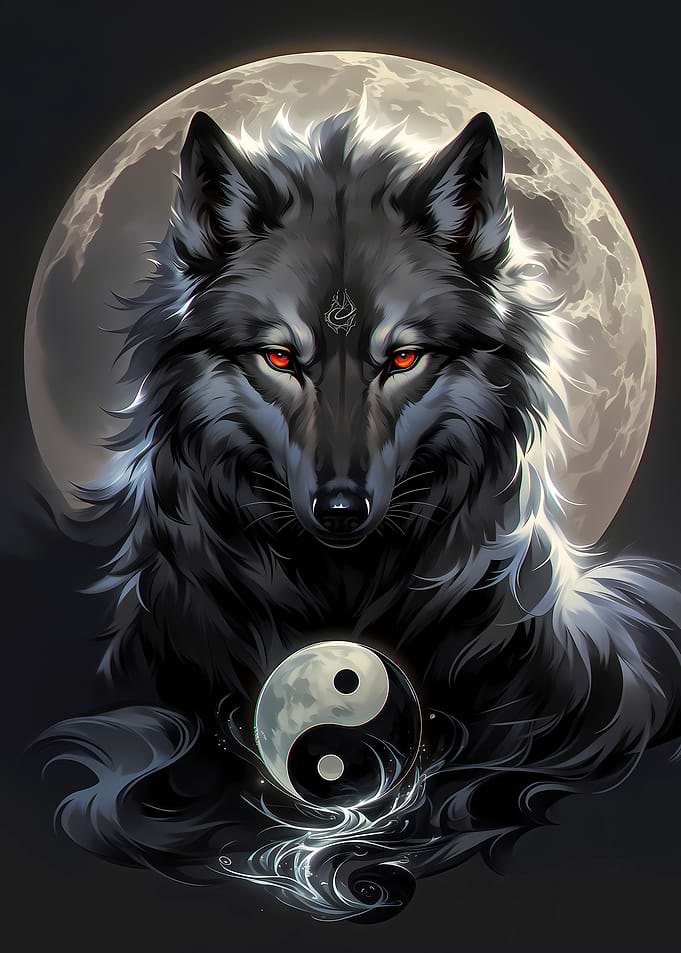 Wolf with Yin Yang