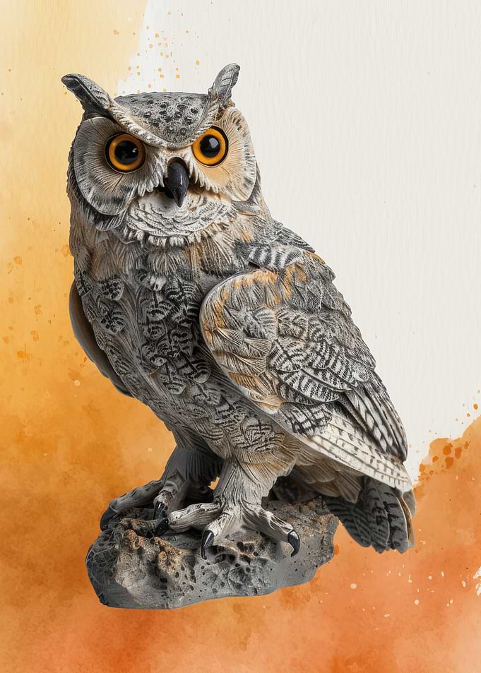 Realistic Owl Figurine on Rock