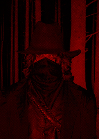 Red Grunge Pixel Cowboy