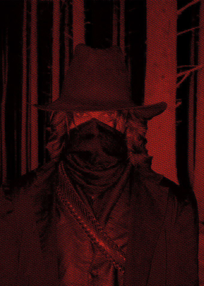 Red Grunge Pixel Cowboy