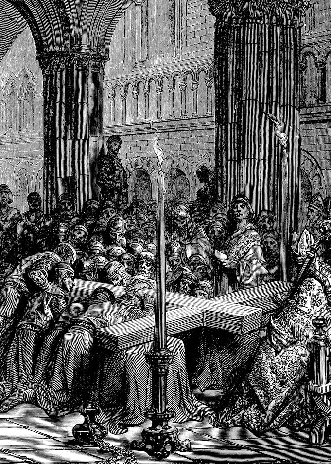 Discovery of the True Cross Gustave Dore Crusades Engraving