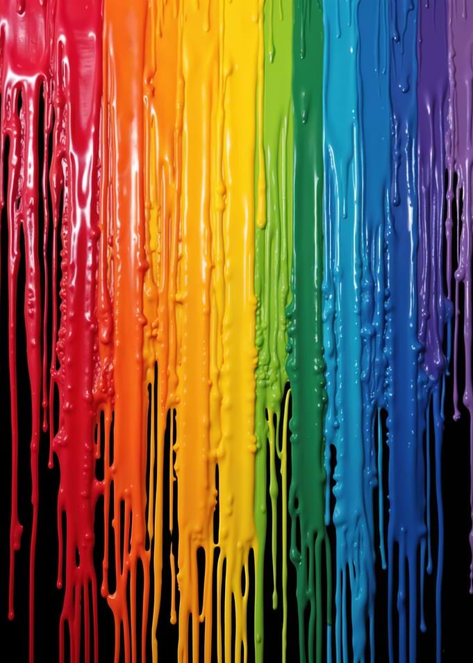 Vibrant Rainbow Paint Drips Abstract