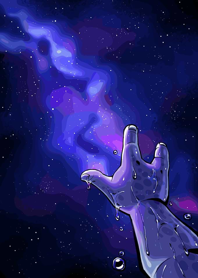 Hand Reaching for Nebula