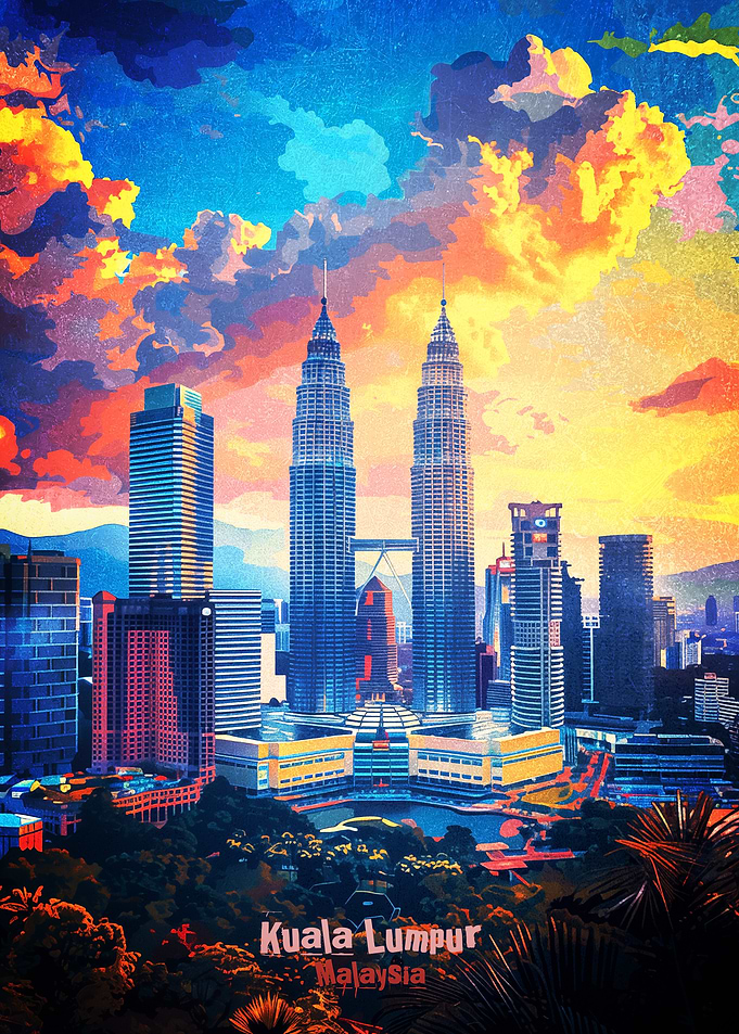 Kuala Lumpur Cityscape at Sunset Poster