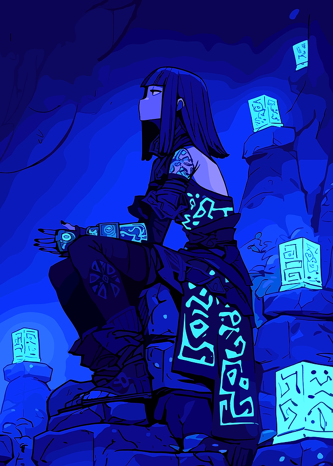 Mysterious Woman in Blue Cave