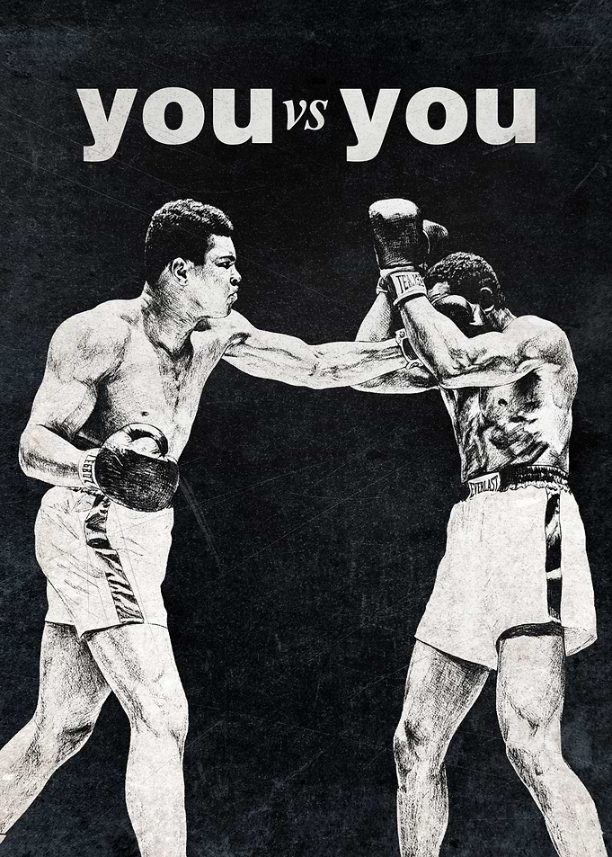 Inspirational Boxing Poster – “You vs You” Motivation Wall Art