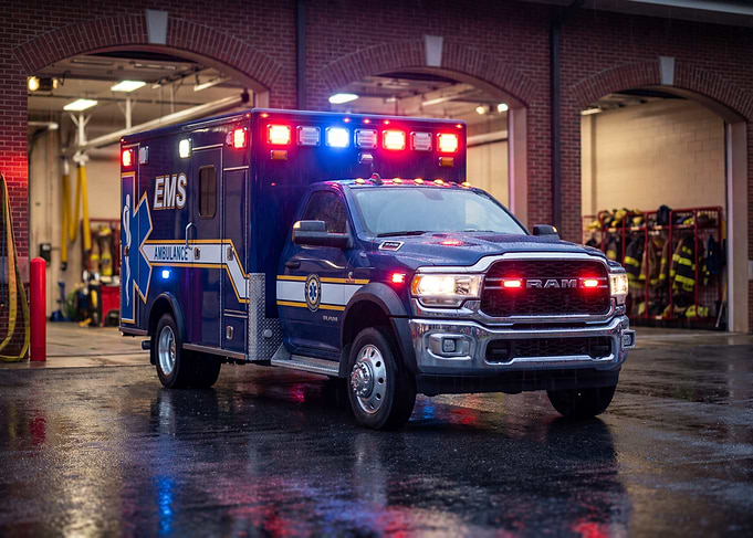 Ambulance with Lights On