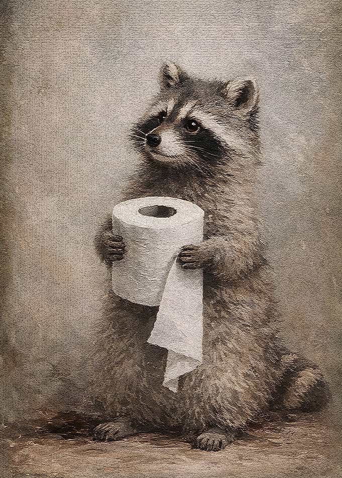 Raccoon Holding Toilet Paper