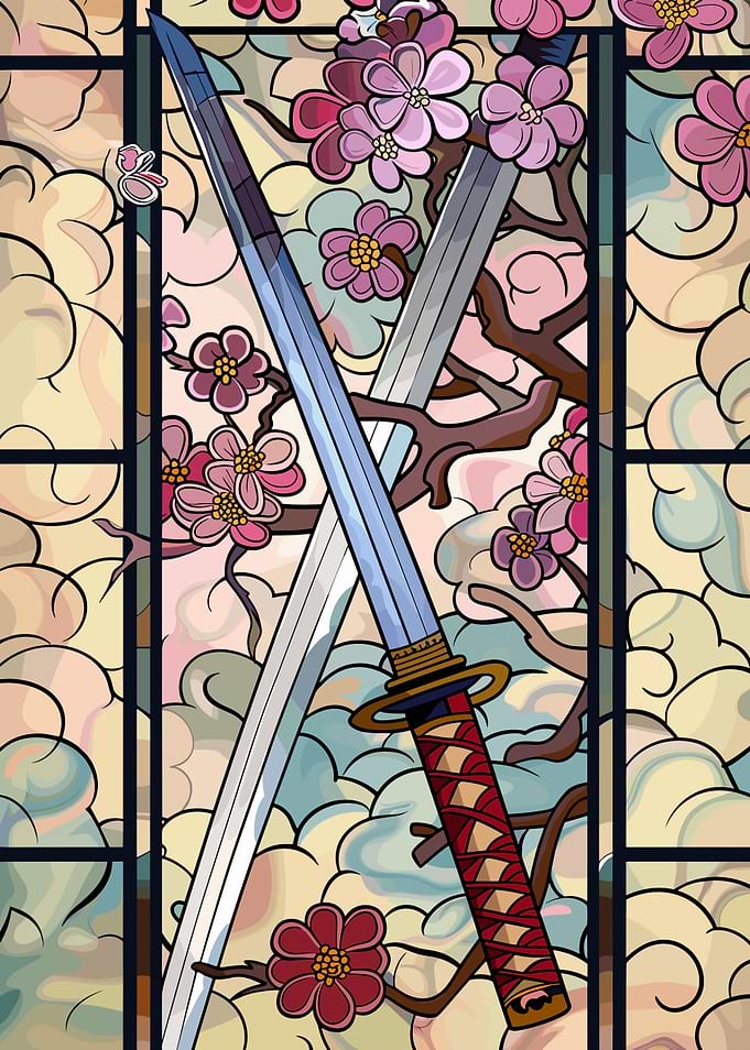 Samurai Swords and Cherry Blossoms