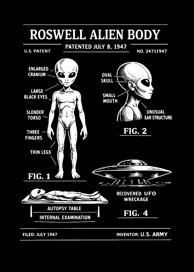 Roswell Alien Body Patent Illustration
