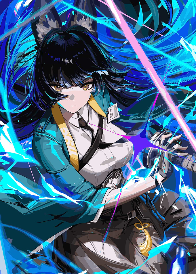 Anime Girl with Blue Energy