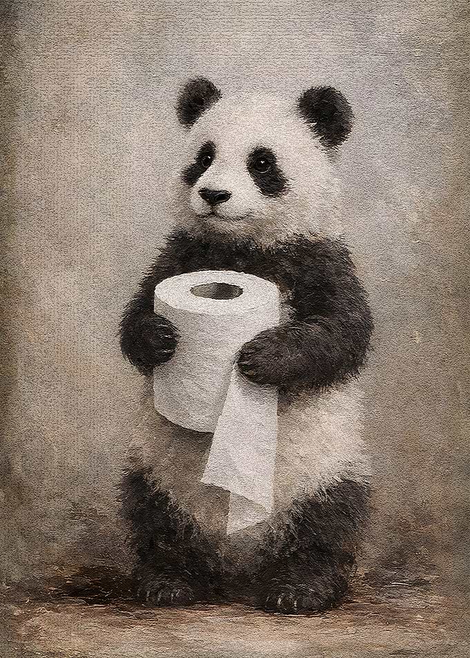 Panda Holding Toilet Paper