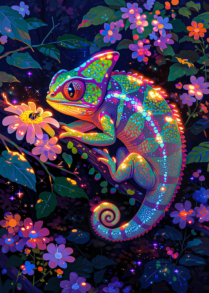 Chameleon in a Magical Garden