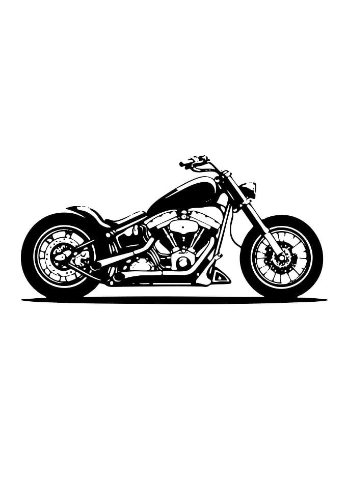 Black and White Motorcycle Illustration