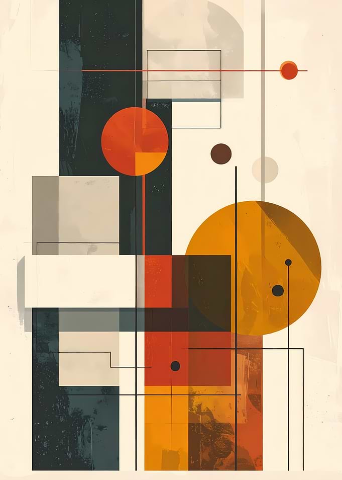 Abstract Geometric Composition with Circles and Rectangles