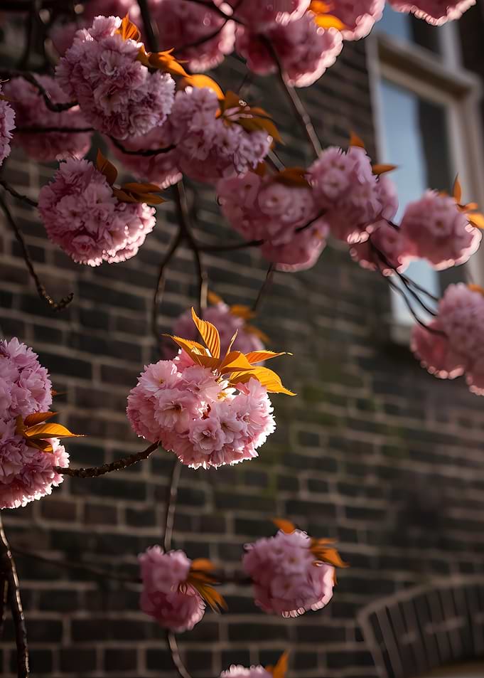 Pink Cherry Blossoms in Sunlight