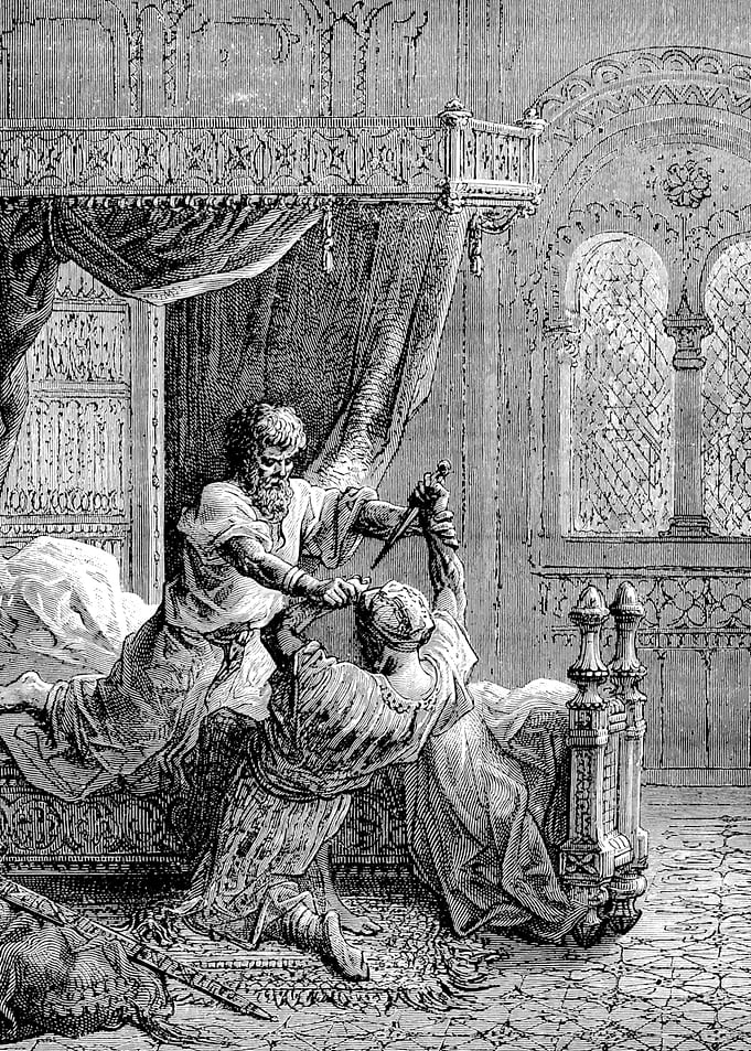 Edward III Kills his Attempted Assassin Gustave Dore Crusades Engraving