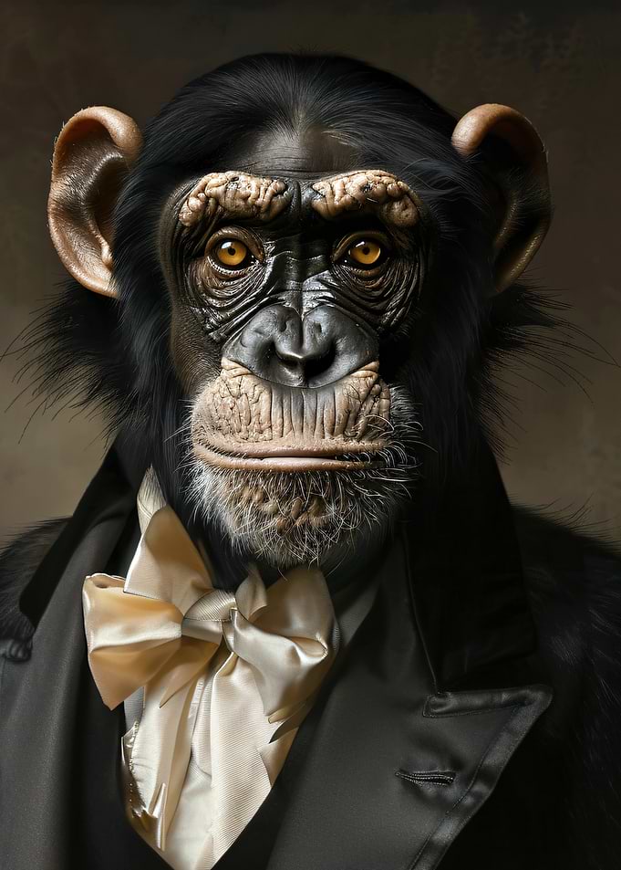 Chimpanzee in a Suit and Bow Tie