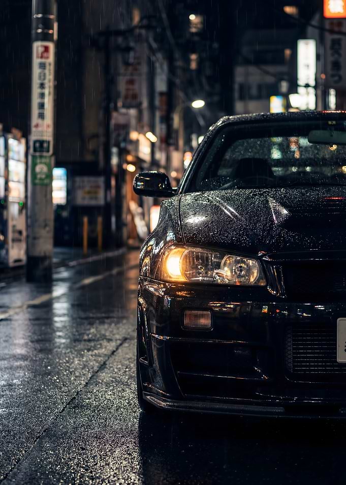 Car JDM Gtr R34 Night Car in Tokyo