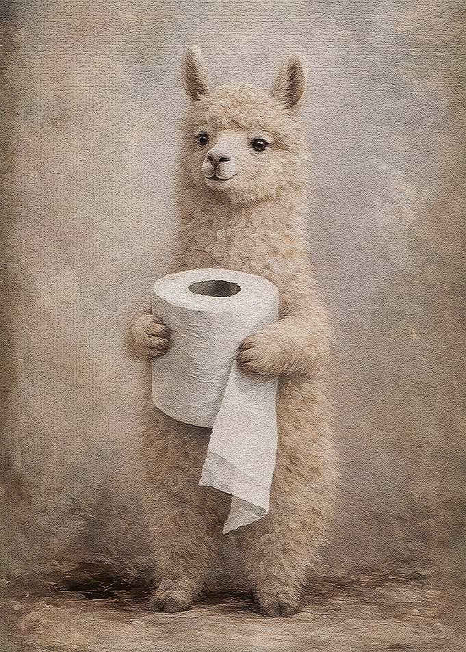 Llama Holding Toilet Paper