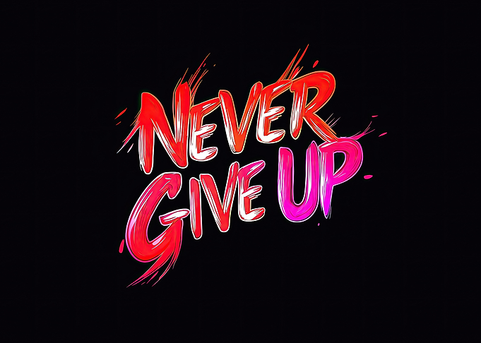 Never Give Up Text Art