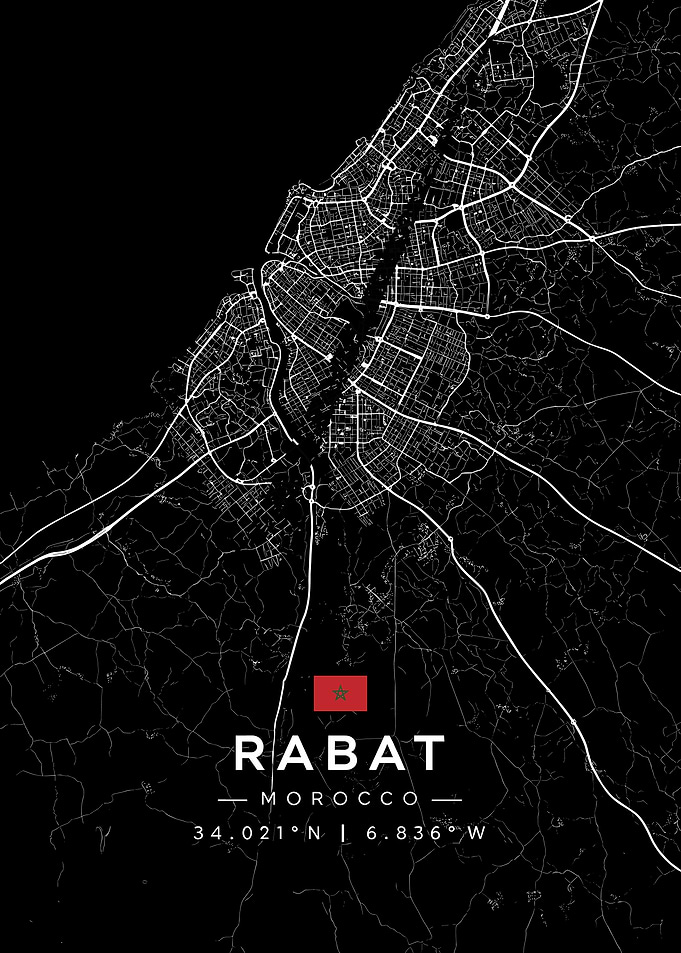 Rabat Morocco Map Art