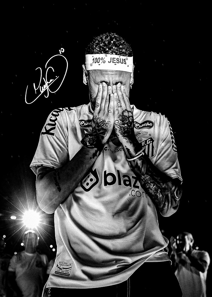 Neymar Jr. with '100% Jesus' headband